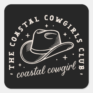 Sticker Carré Coastal disco cowgirls noir esthétique assorti