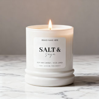 Sticker Carré Coastal Sea & Sand Custom Candle Label Black White