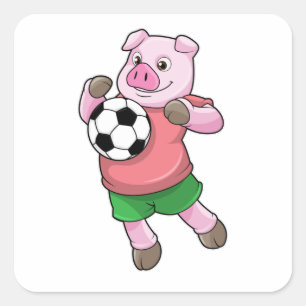Sticker Carré Cochon à Soccer Sports