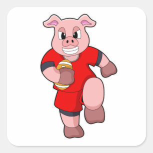 Sticker Carré Cochon de football