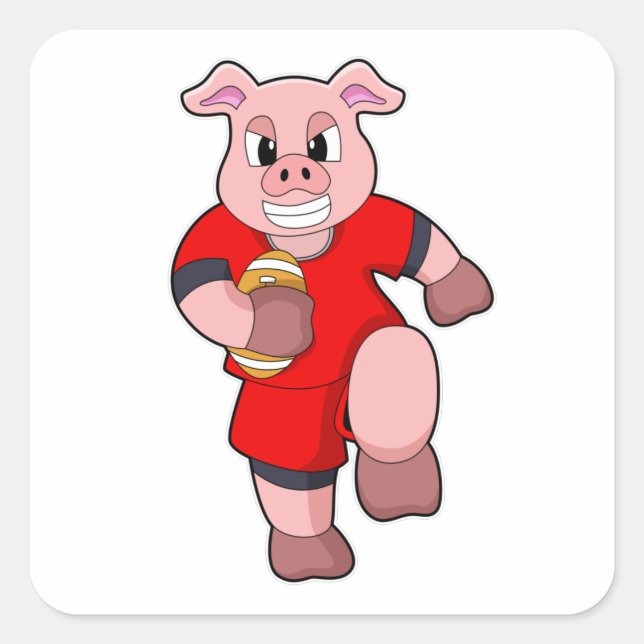 Sticker Carré Cochon de football (Devant)