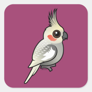 Sticker Carré Cockatiel orné de paillettes