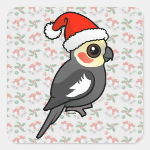 Sticker Carré Cockatiel Père Noël