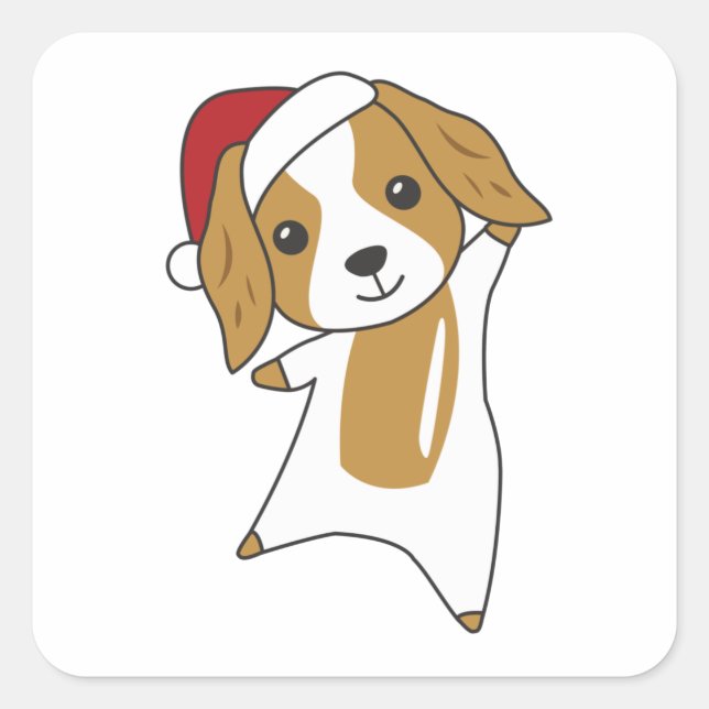 Sticker Carré Cocker Espagnol Chien de Noël Animaux d'hiver Chie (Devant)