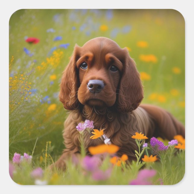Sticker Carré Cocker Spaniel  (Devant)