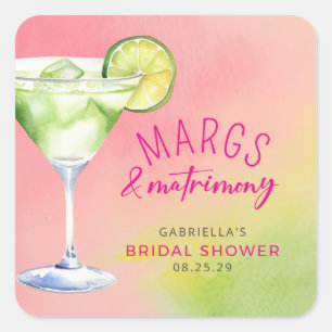 Sticker Carré Cocktail de mariage et Margs et Matrimony