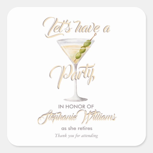 Sticker Carré Cocktail d'été pour la retraite des femmes (Devant)