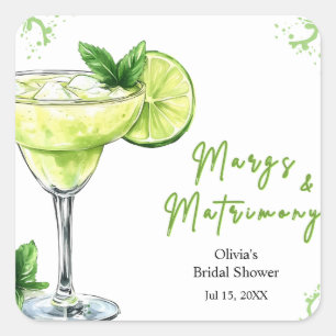 Sticker Carré Cocktail Margs et Matrimony Enterrement de Vie de 