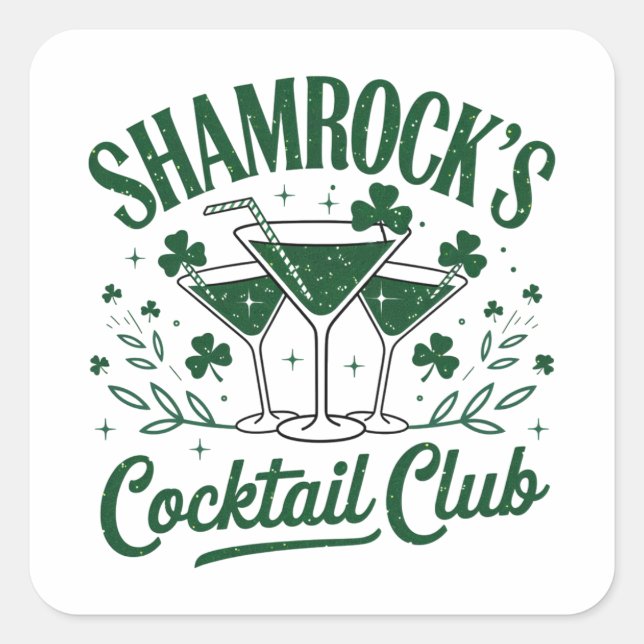 Sticker Carré Cocktail shamrock (Devant)