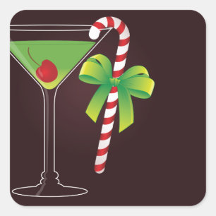 Sticker Carré Cocktail sucre de canne Noël