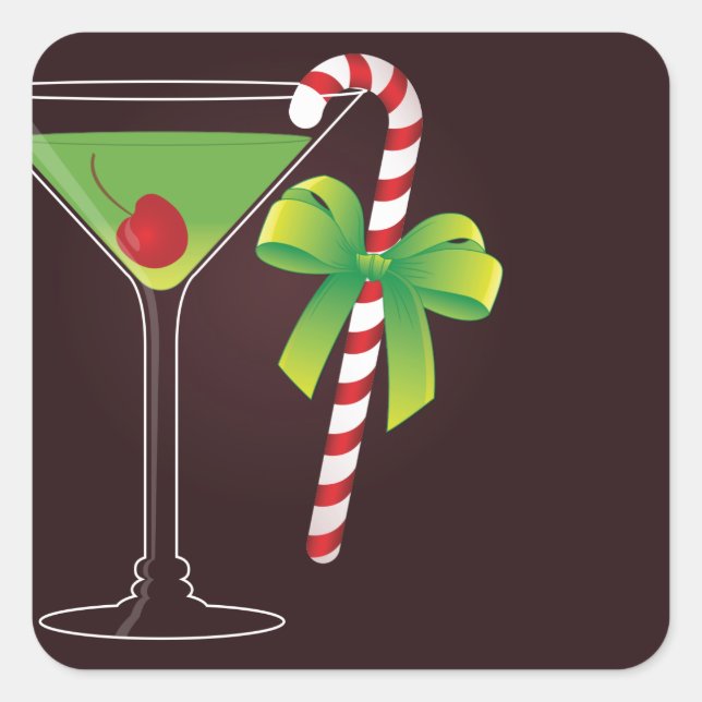 Sticker Carré Cocktail sucre de canne Noël (Devant)