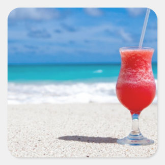 Sticker Carré Cocktail sur le sable