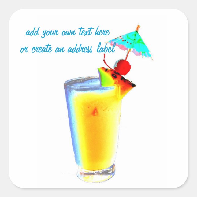 Sticker Carré Cocktails à parapluie tropical (Devant)