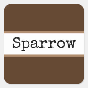 Sticker Carré Coco Brown blanc rayures Retro Texte