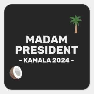 Sticker Carré Coconut Harris 2024 Madame la Présidente
