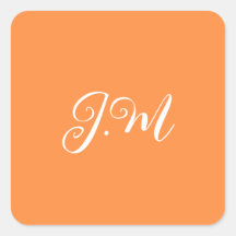 Coctail Party Orange couleur solide monogramme ini