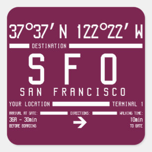 Sticker Carré Code aéroport de San Francisco