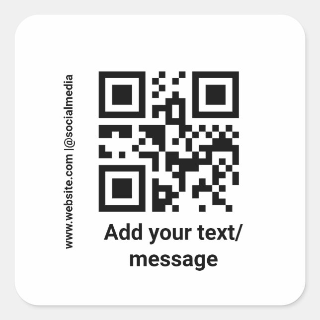 Sticker Carré code barre personnalisé simple ajouter votre site  (Devant)