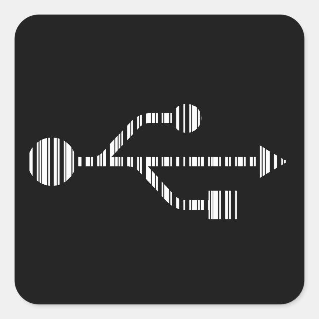 Sticker Carré CODE DE BARRE LOGO USB Code-barres Motif de l'ordi (Devant)