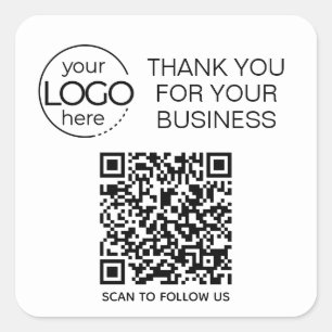 Sticker Carré Code QR blanc brillant Contact intelligent