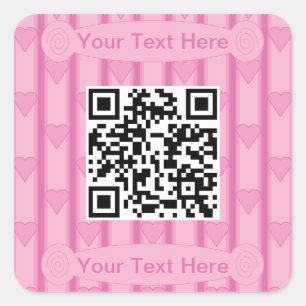 Sticker Carré Code QR Cœur Amusant et Élégant