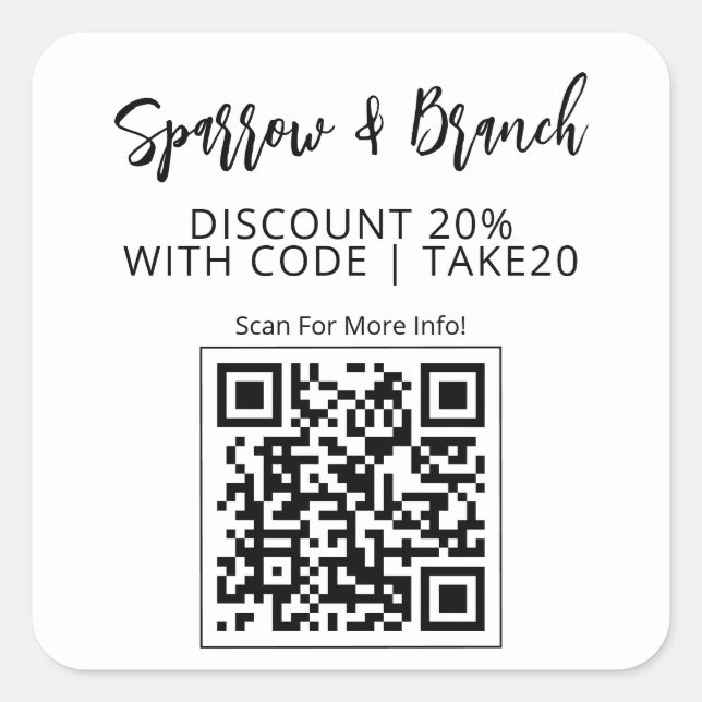 Sticker Carré Code QR Coupon de réduction scannable (Devant)