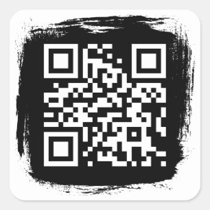 Sticker Carré Code QR de bordure grunge noir et blanc
