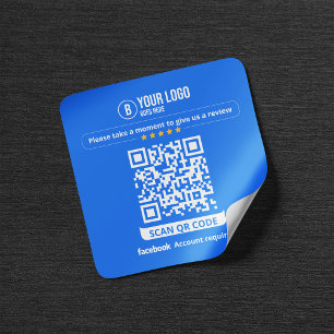 Sticker Carré Code QR de critiques Facebook Évaluez mon entrepri