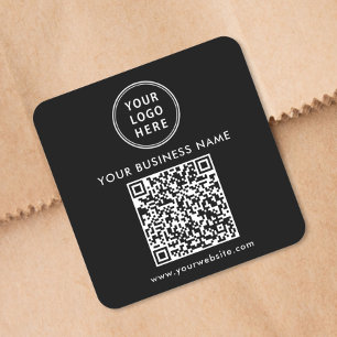 Sticker Carré Code QR de logo d'entreprise promotionnel noir