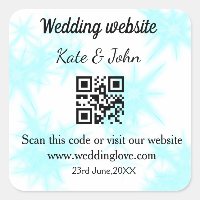 Sticker Carré Code QR de site web de mariage simple minimaliste  (Devant)
