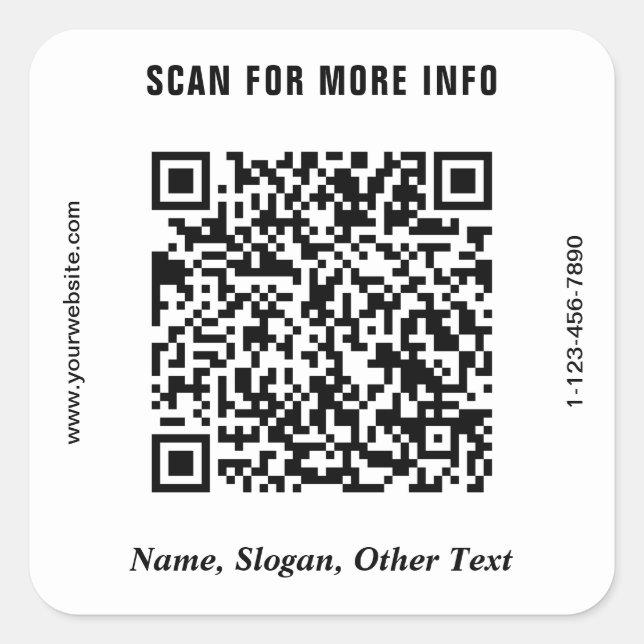 Sticker Carré Code QR d'entreprise moderne (Devant)