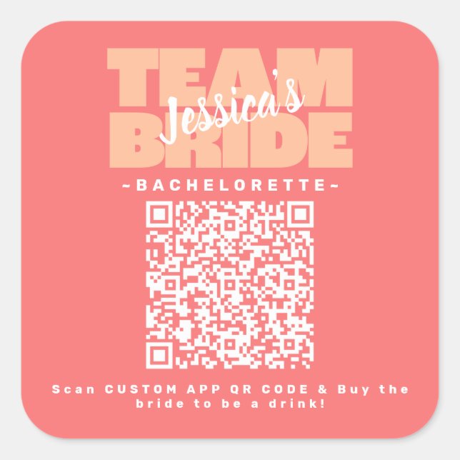 Sticker Carré Code QR Enterrement de Vie de Jeune Fille Boisson  (Devant)