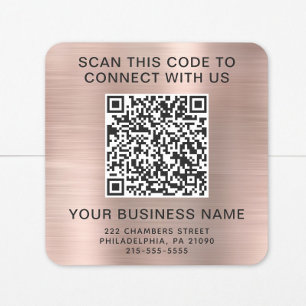 Sticker Carré Code QR Entreprise Rose Gold