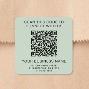 Sticker Carré Code QR Entreprise Vert Sage