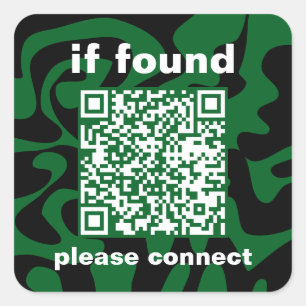 Sticker Carré Code QR forestier vert groovy objets trouvés