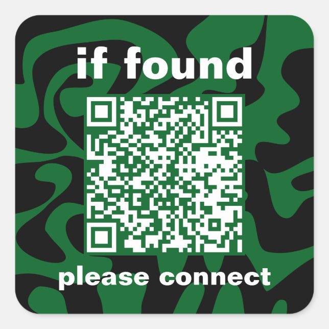 Sticker Carré Code QR forestier vert groovy objets trouvés (Devant)