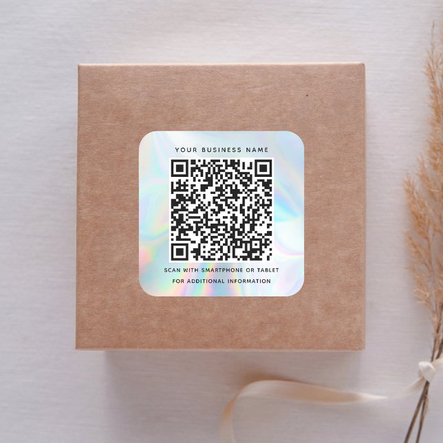 Sticker Carré Code QR holographique professionnel et professionn (Holographic QR Code Business and Professional Square Sticker)