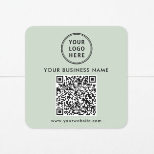 Sticker Carré Code QR Logo Entreprise Vert Sage