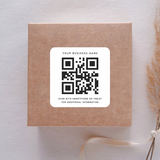 Sticker Carré Code QR moderne Professionnel Personnalisé (Modern QR Code Business Professional Custom Square Sticker)