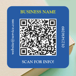 Sticker Carré Code QR Nom commercial Site Web Promo Deep Blue Vs