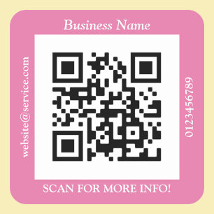 Sticker Carré Code QR Nom du site Web de l'entreprise Promo, ros