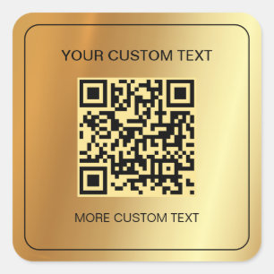 Sticker Carré Code QR numérisable Votre texte personnalisé Faux 