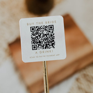 Sticker Carré Code QR « Offrez un verre à la mariée » Typographi
