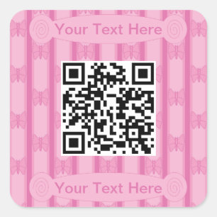 Sticker Carré Code QR papillon amusant et fantaisie