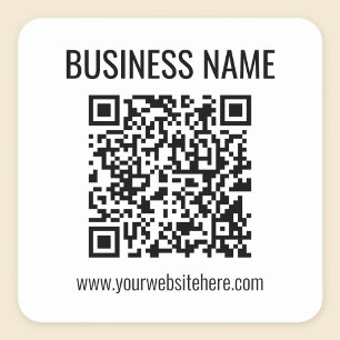 Sticker Carré Code QR personnalisable & nom de l'entreprise