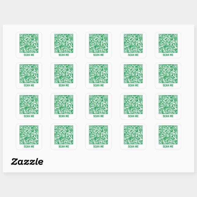 Sticker Carré Code QR personnalisable SCAN ME green Carré Sticke (Feuille)