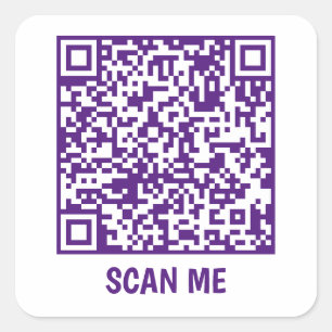 Sticker Carré Code QR personnalisable SCAN ME violet