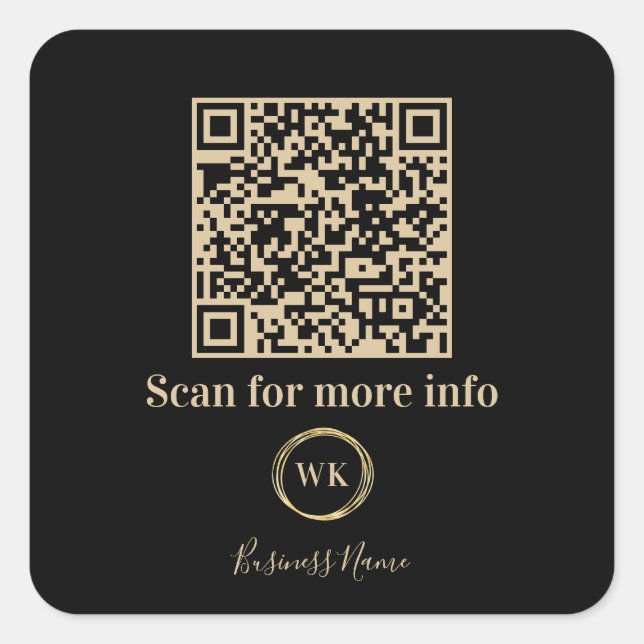 Sticker Carré Code QR personnalisé Logo Monogramme d'entreprise  (Devant)