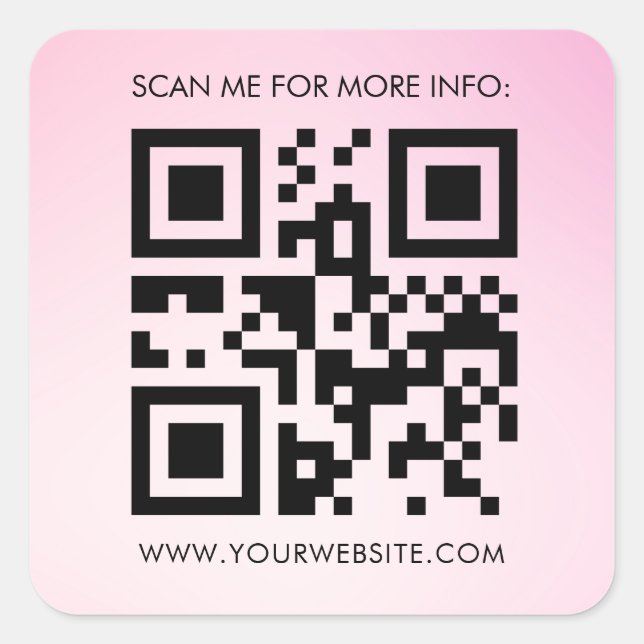 Sticker Carré Code QR personnalisé Pink Gradient Business Promot (Devant)