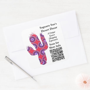 Sticker Carré Code QR personnalisé pour petites entreprises, app